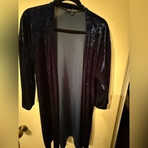 Deep Navy Blue velour/velveteen duster